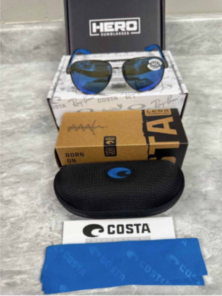 Costa | New | Peli | 4002 - 11 | Brushed Gunmetal | Blue Mirror 580 Glass